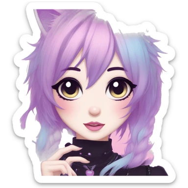 Gorgeous Cute Gothic Edgy Pastel Gradient Beautiful Anime Emo CatLady sticker