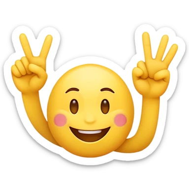 a regular smiling emoji with two middle fingers and feet behind it sticker