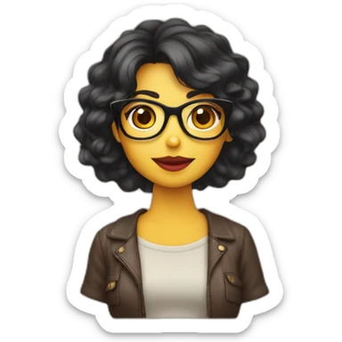 Mujer morena coletas gafas sticker