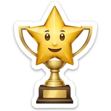 trophy with star, excited, fun, emoji style sticker