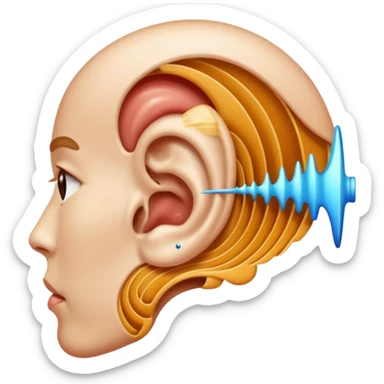 an ear emitting sound waves sticker