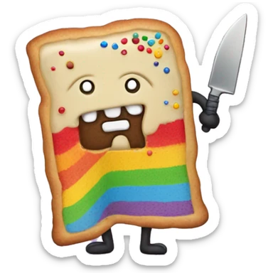 Rainbow evil poptart with a knife sticker