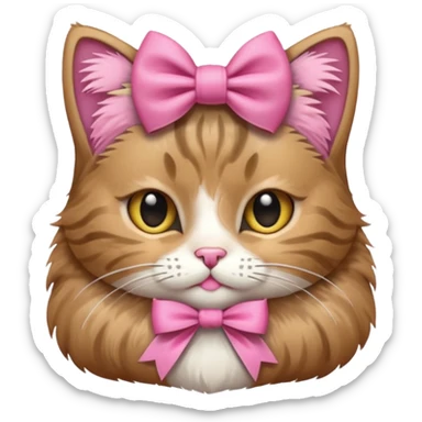 Tabby cat with a pink bow sticker