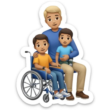 A man pushing a disabled kid down the stairs sticker