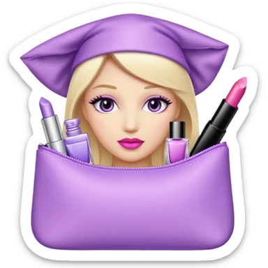 cosmetics (lipstick, perfume, mascara,..) in a lavender blink bag sticker