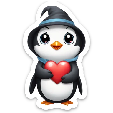 penguin mage cute little in love with heart sticker