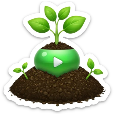 YouTube play icon growing from a small sprout sticker
