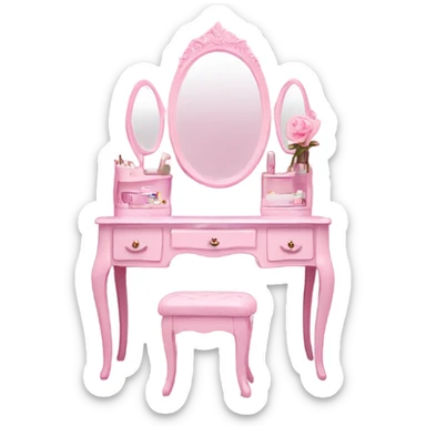 Vanity table with mirror pink sticker