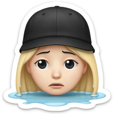 grief emoji with a black cap on the head
 sticker