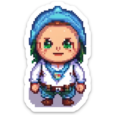 Recep İvedik character, pixel art style, recognizable features, humorous expression sticker