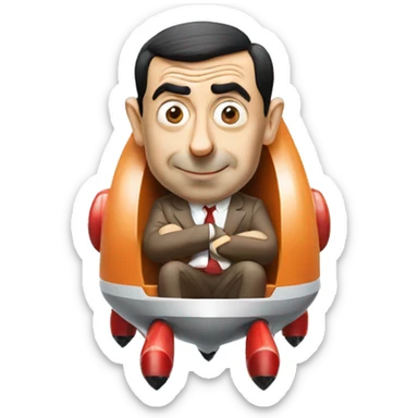 mr bean sit in rocket sticker