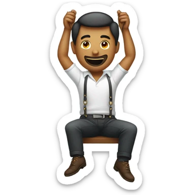 Man that is hanging on a neck swing sticker