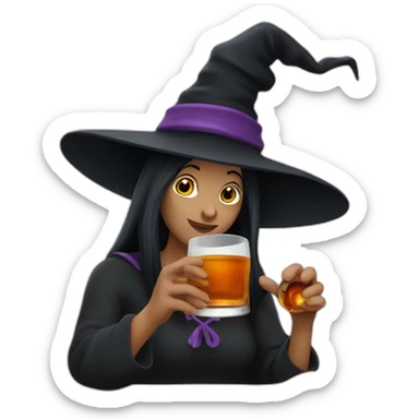 witch drinking hennessy sticker