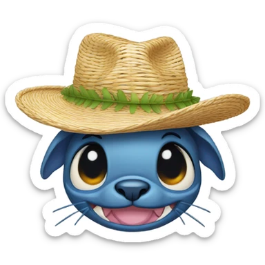 Stitch avec un chapeau de paille sticker