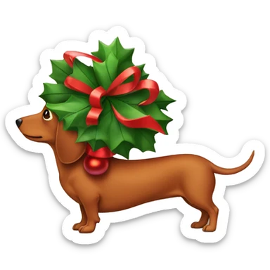 Wiener dog Christmas sticker