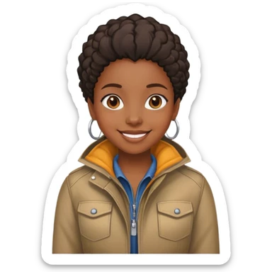 smiling black girl in jacket sticker