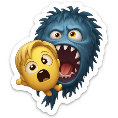 monster scaring a child and fainting sticker