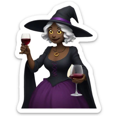 Witch with wine sticker