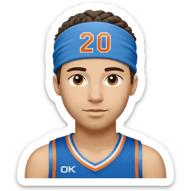 Shai Gilgous alexanderd wearing his okc blue jersey with number two with his blue headband on sticker