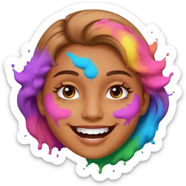 A happy face playing holi sticker