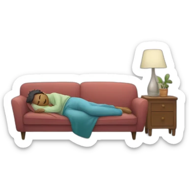 Person napping on a couch sticker