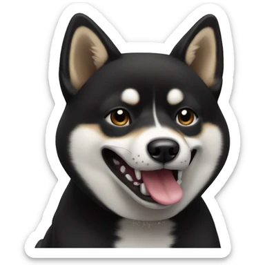 Black shibainu-eating sticker