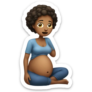 Uncomfortable pregnant woman sticker