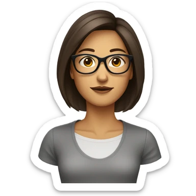 femme brune avec une coupe au carrée et de grandes lunettes fines sticker