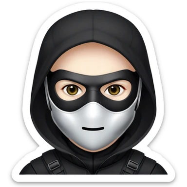 A masked assassin futuristic  in a black tactical suit sticker