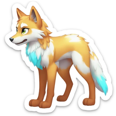 Anthro Colorful Shiny Falvie-Popparotzi-Sparkle-Wolf-sona full body sticker