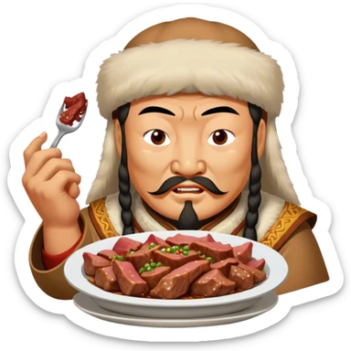 genghis khan eats cooked meat sticker