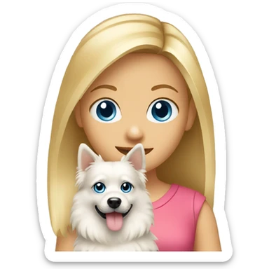 Blonde girl blue eyes holding spitz  sticker