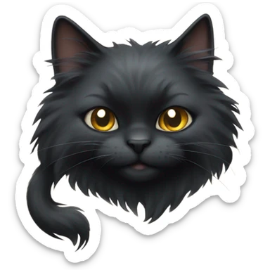 Long haired black cat w white chest sticker
