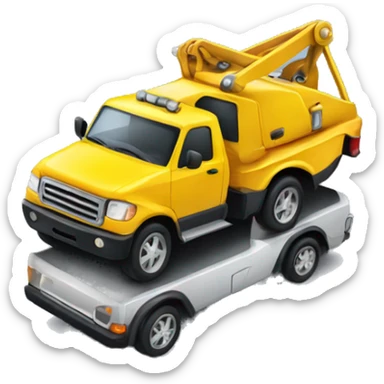Tow truck carrying a small car sticker