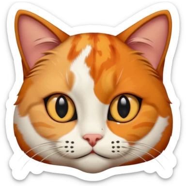 A calico cat with half its face ginger and the other half black sticker