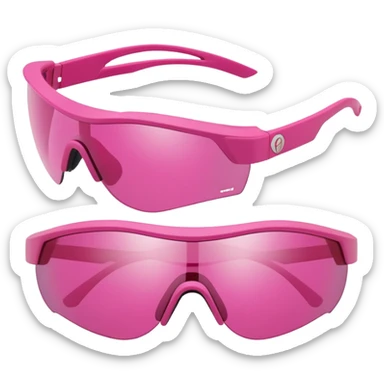 sporty pink shield visor sunglasses with robust thick frame, athletic design, substantial build, one-piece lens sticker