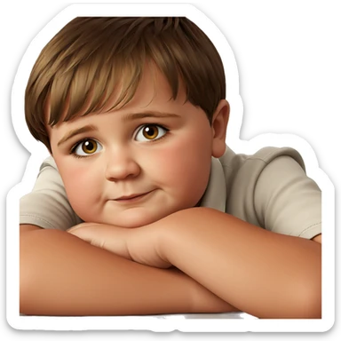 brown haired boy gazing forward sticker