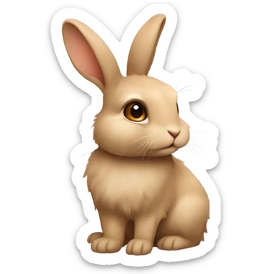 Cute fluffy fully light brown rabbit with dark brown eyes and normal upright ears sticker