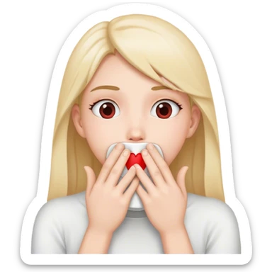 Heart eyes while covering mouth sticker