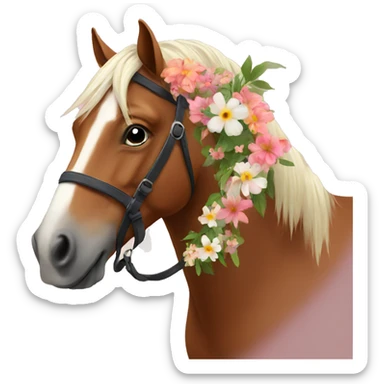 Horse with flowers sticker