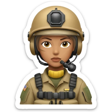 female special operations communications operator with combat gear head only sticker