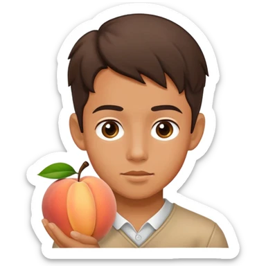 Boy with peach in Moritz’e sticker