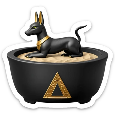 Shallow-height black Anubis branded bonsai pot  sticker