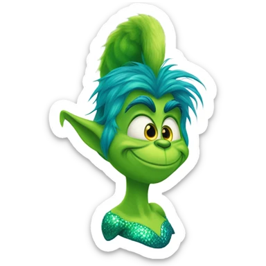 the grinch with a mermaid tail sticker
