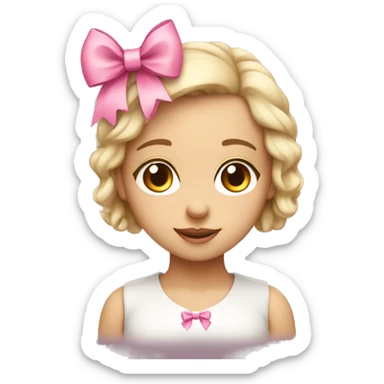 Cute girl with a pink bow sticker