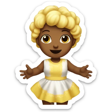 Yellow Baby girl with both arms in the air, enjoy bless sticker