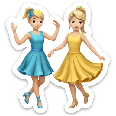 two girls dancing one is blond and one is brunette sticker