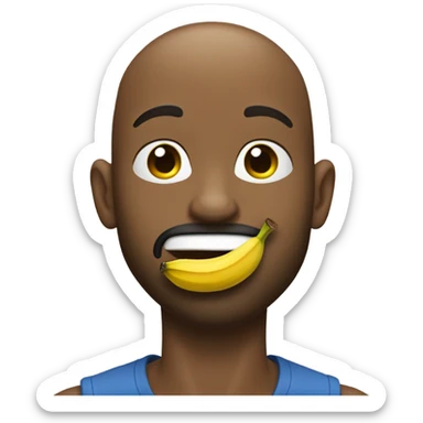 A bald, Black man with a beard and goatee blowing a kiss and a banana. sticker
