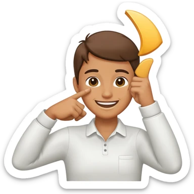 smile face dabbing with arm across face  sticker