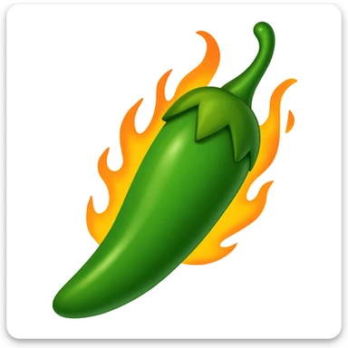 Edit the image of a jalapeno pepper with fire. Make the pepper green. The style should resemble an emoji style with bright colors and simple shapes, suitable for emoji representation. sticker